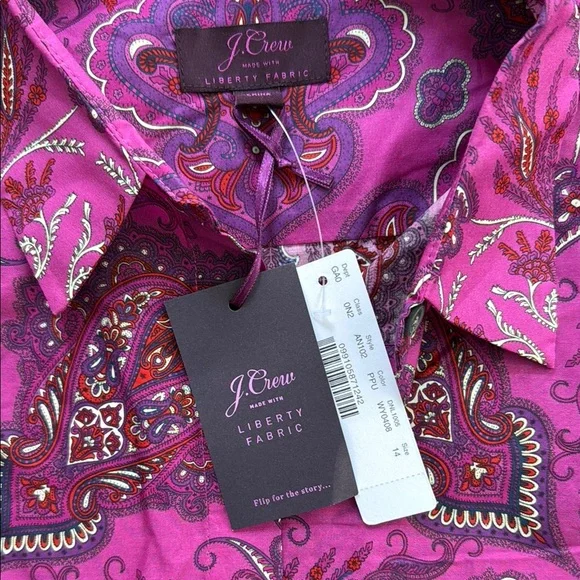 J. Crew Magenta and Purple Paisley Blouse - Picture 2 of 3